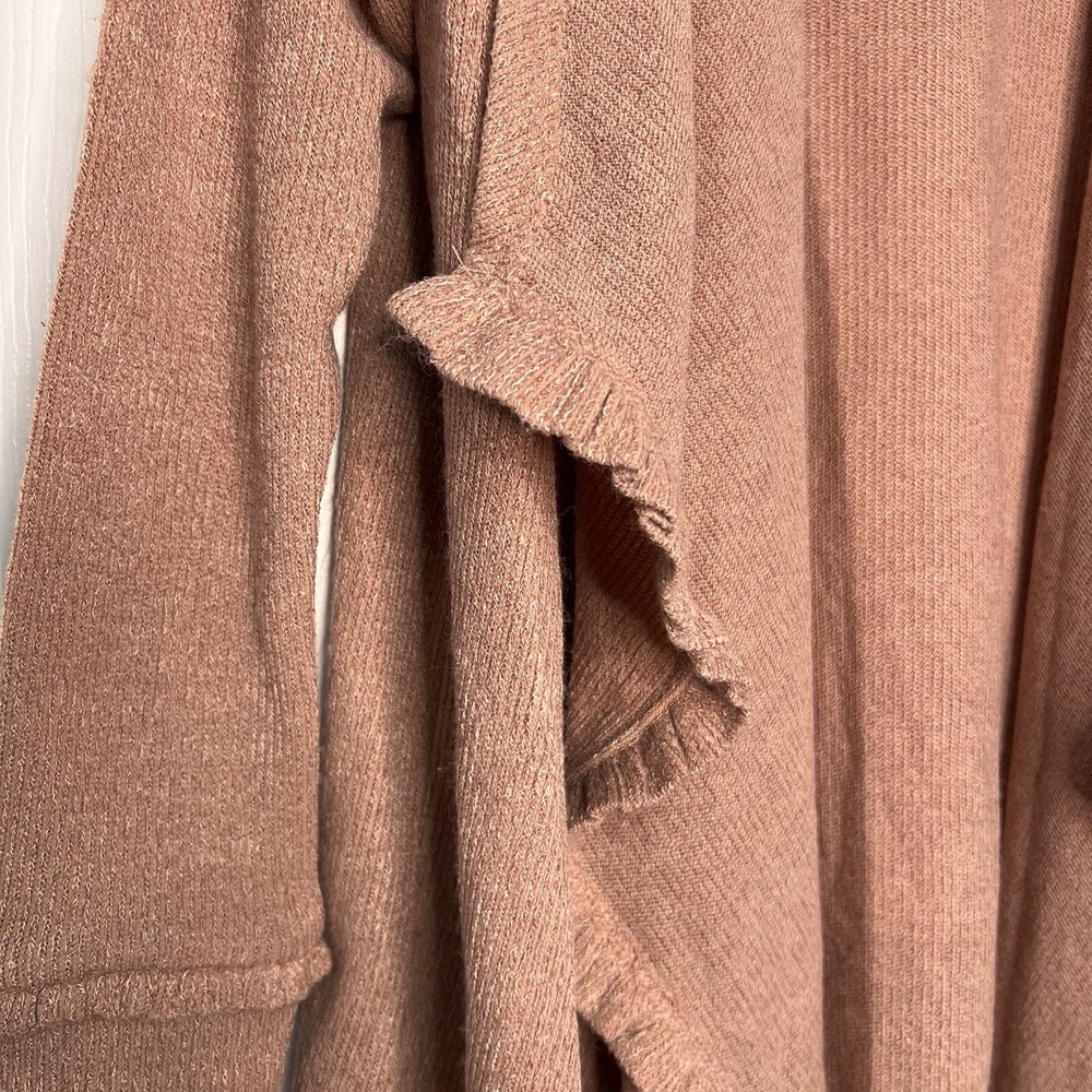 Lane Bryant Womens 14/16 Dusty Rose Ruffle Waterfall Cardigan Balletcore Fairy - Picture 7 of 8